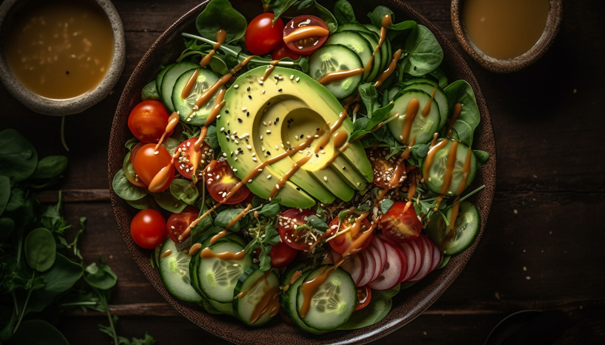 fresh gourmet salad with organic vegetables avocado generated by ai scaled