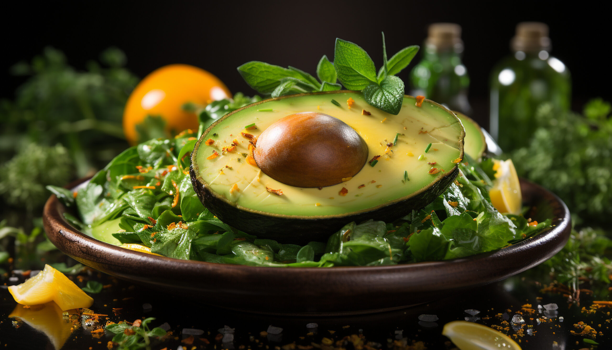 freshness healthy eating gourmet vegetarian meal with avocado salad generated by artificial intelligence scaled